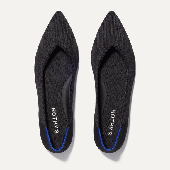 Rothy's The Point II Black Flats Pointed Toe In Love Insole Ballet Flats 6.5 - Picture 1 of 13